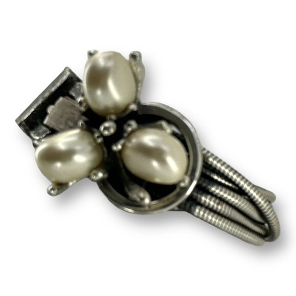 PEARLS STATION Oxidize Fashion Bracelet Multi Strands Silver Plated Box Clasp - Picture 5 of 8